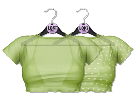 Second Life Marketplace - Loki - Ashley Ruffle Tee & Bra - Lime